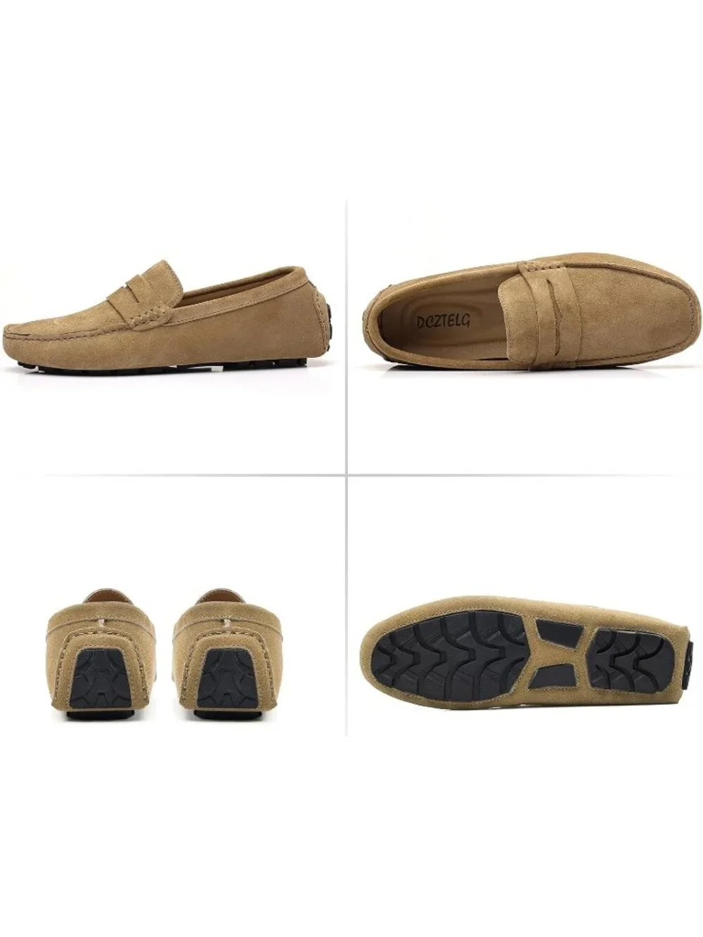 Men's Brown Tan Suede Penny Loafers Slip On Casual Business Causal Dress Shoes